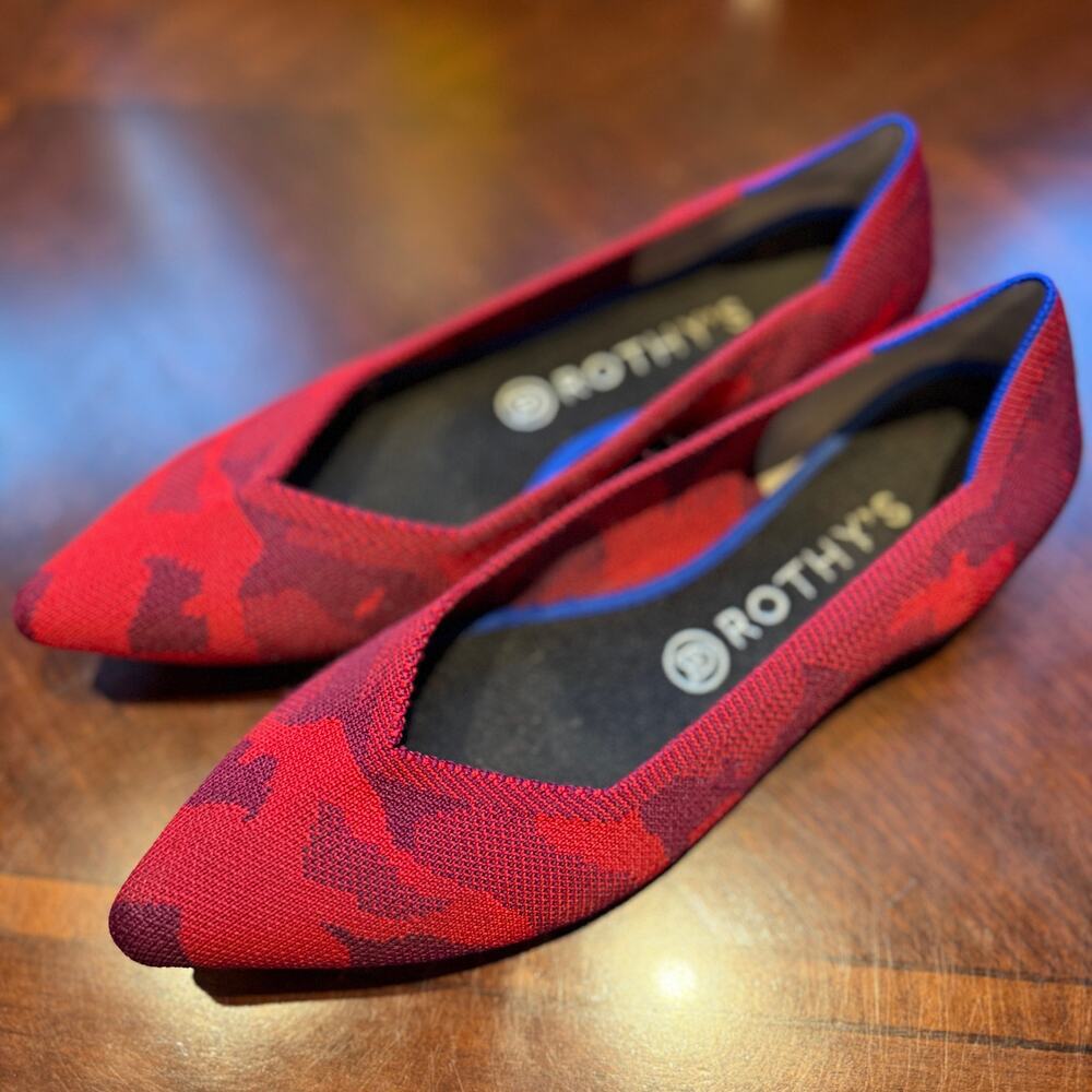 Rothy’s The Point Flats Red Camo - Women’s Size 9.5  Retired Print EUC